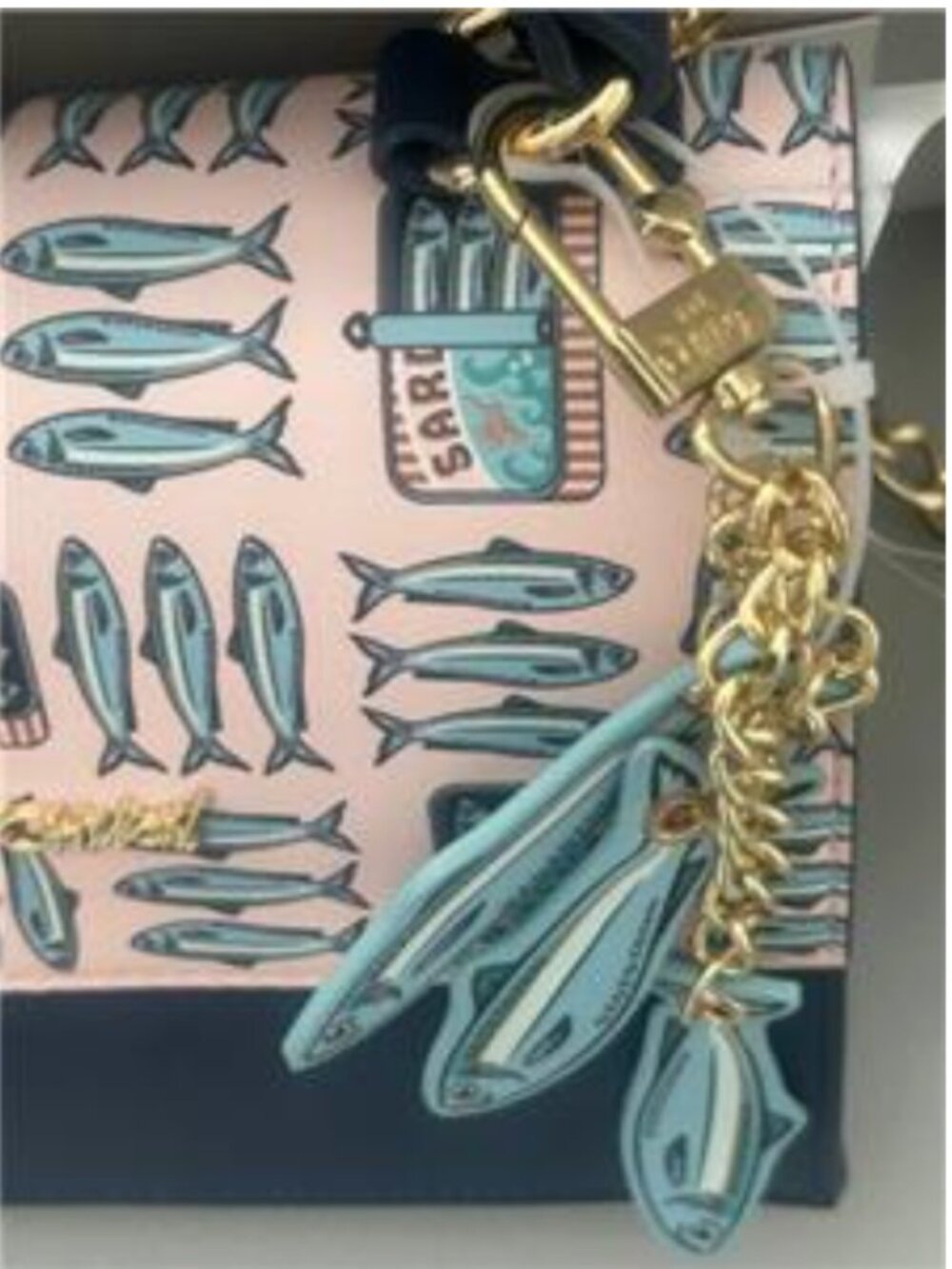 Betsey Johnson Sardine Mini Satchel w/ Crossbody Strap & Sardines Fish Bag Charm - Picture 5 of 6